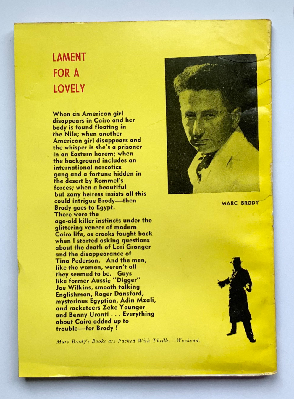 LAMENT FOR A LOVELY Australian crime pulp fiction book 1956